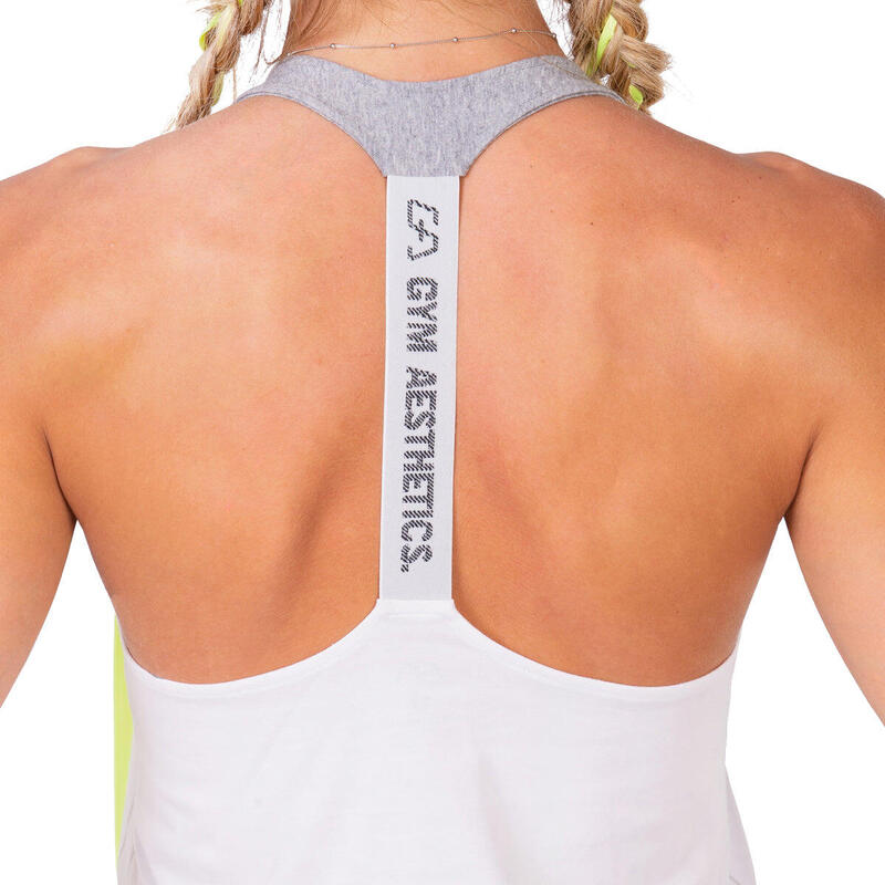 Women Y-Back Cotton Gym Running Sports Vest Tank Top Singlet - WHITE