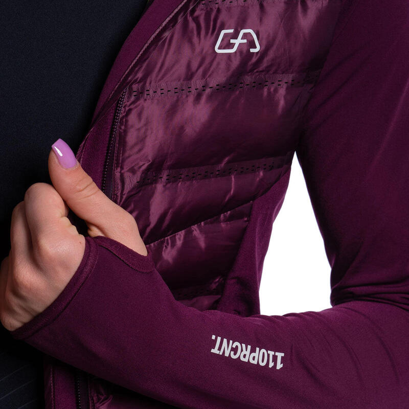 Women Lightweight Waterproof Sports Down Puffer Hooded Jacket - Purple