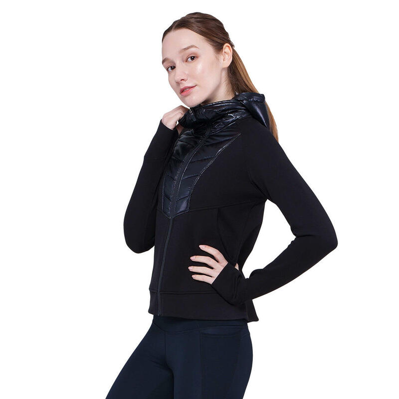 Women Lightweight Waterproof Running Sports Down Puffer Jacket - BLACK