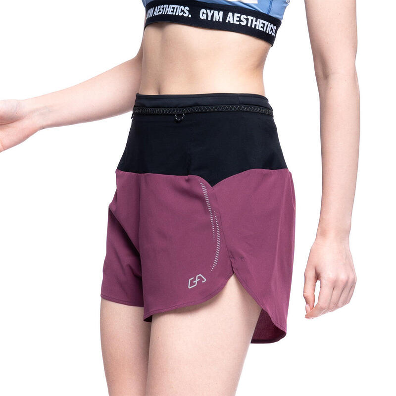 Women 2in1 Multi-Pocket 3" Functional Gym Sports Running Shorts - Purple