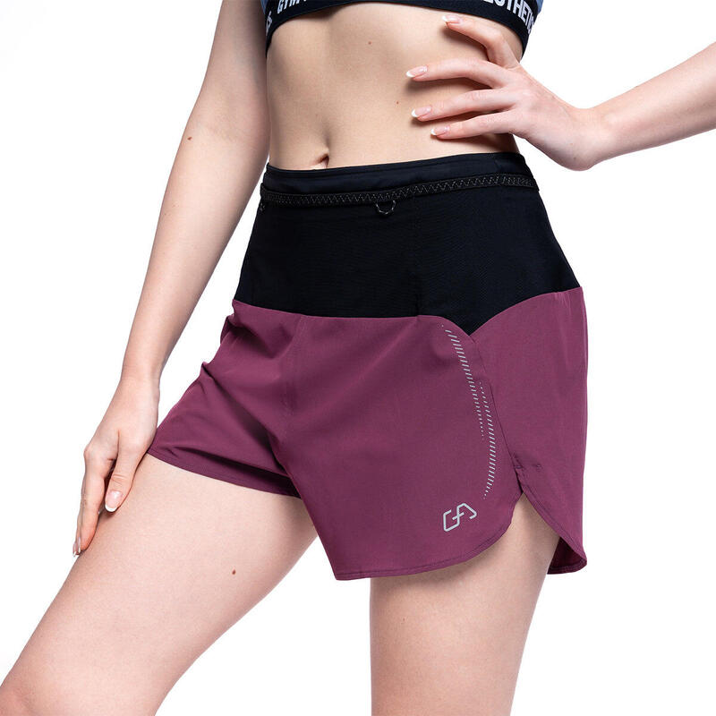 Women 2in1 Multi-Pocket 3" Functional Gym Sports Running Shorts - Purple