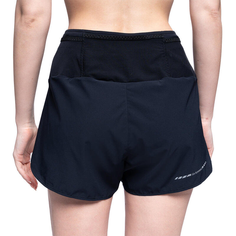 Women 2in1 Multi-Pocket 3" Functional Gym Sports Running Shorts - BLACK