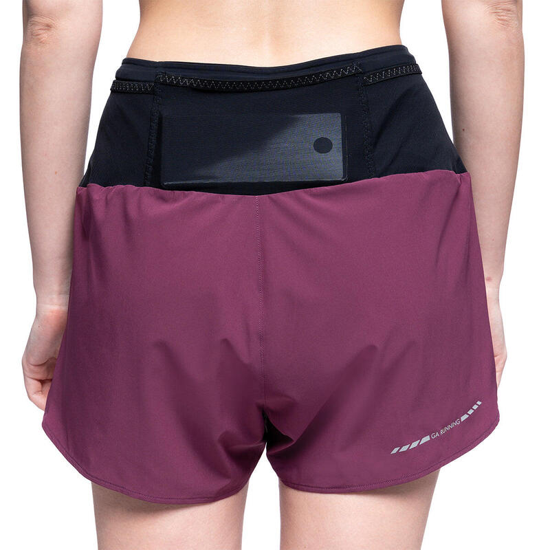 Women 2in1 Multi-Pocket 3" Functional Gym Sports Running Shorts - Purple