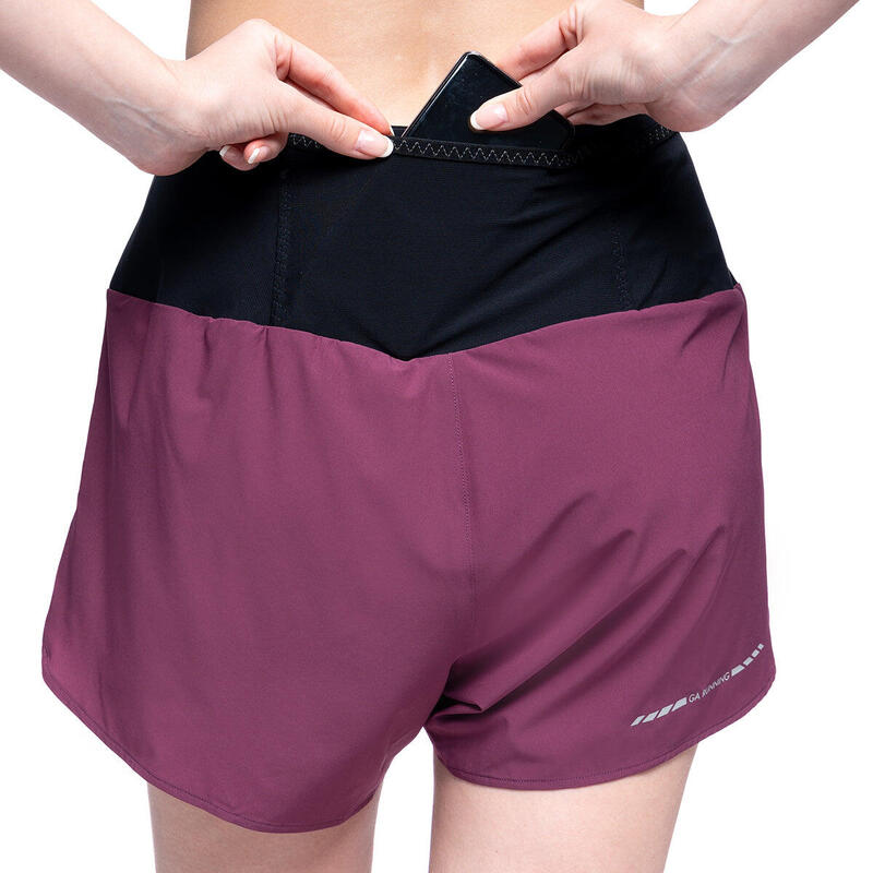 Women 2in1 Multi-Pocket 3" Functional Gym Sports Running Shorts - Purple