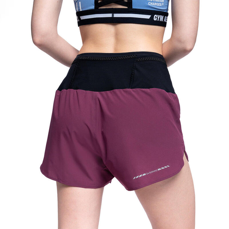 Women 2in1 Multi-Pocket 3" Functional Gym Sports Running Shorts - Purple