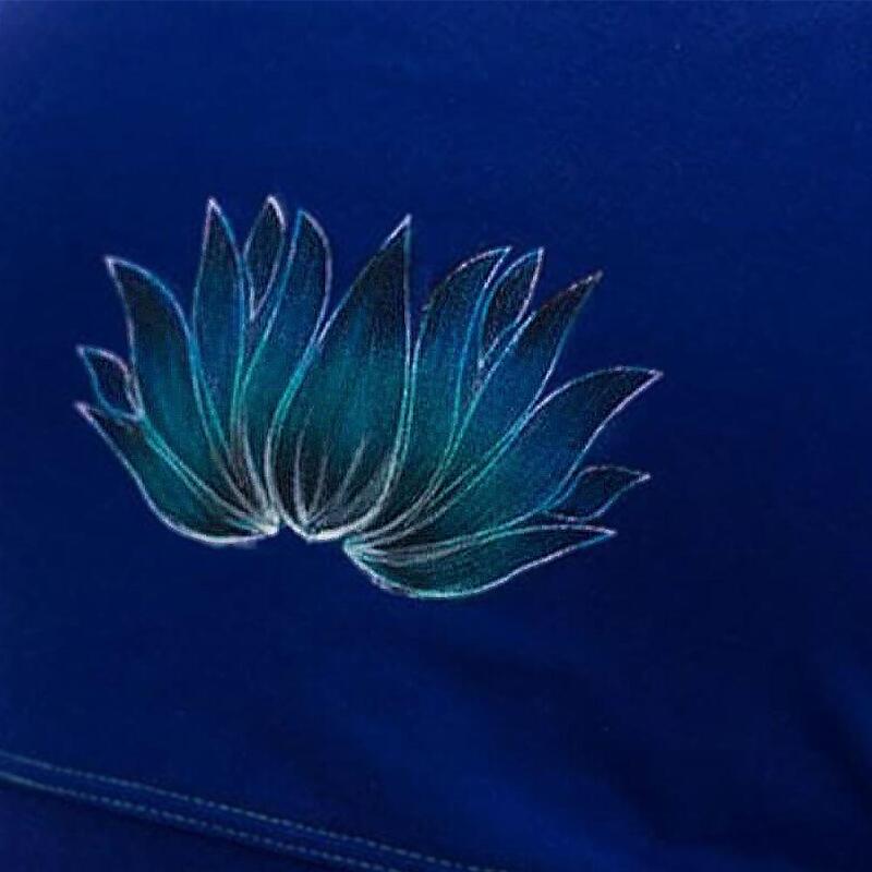 T-shirt de ioga de algodão para mulher com alças ajustáveis flor de lótus azul