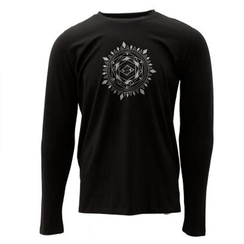 T-shirt de ioga para homem em algodão orgânico GOTS, mangas longas e Mandala
