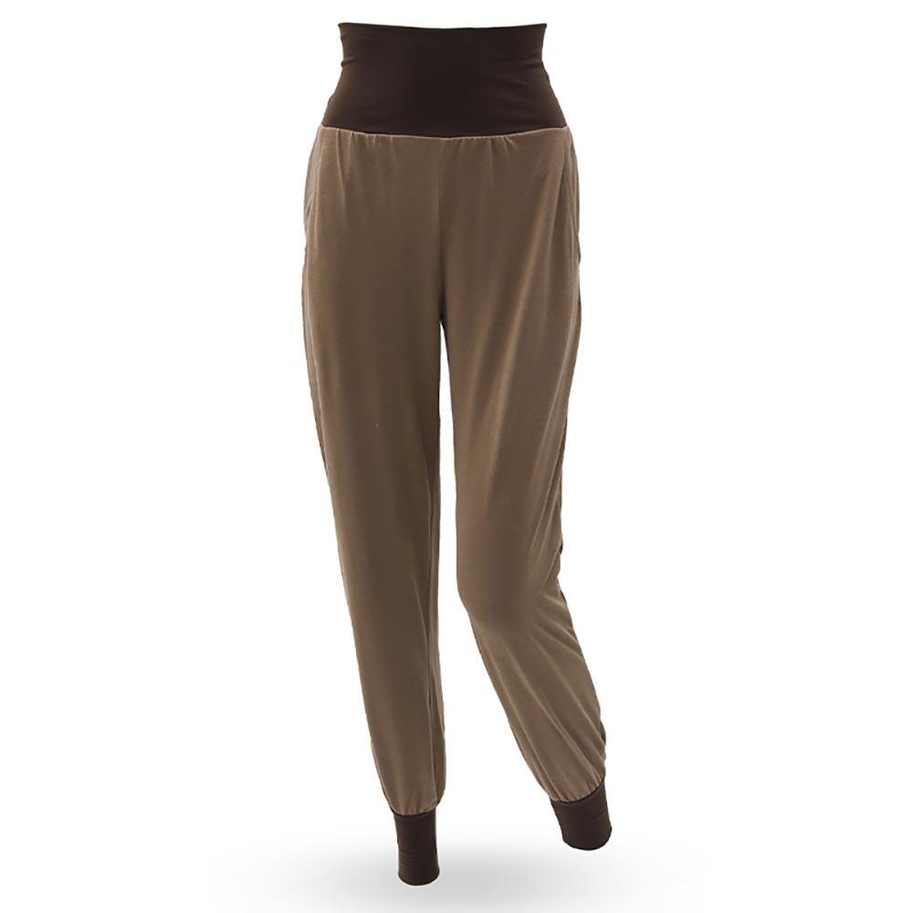 Achamana - Pantalon De Yoga Ample Pour Femme - Coton Bio Certification Gots Marron-gris - Pantalons - Marron - 42 M/l - Decathlon