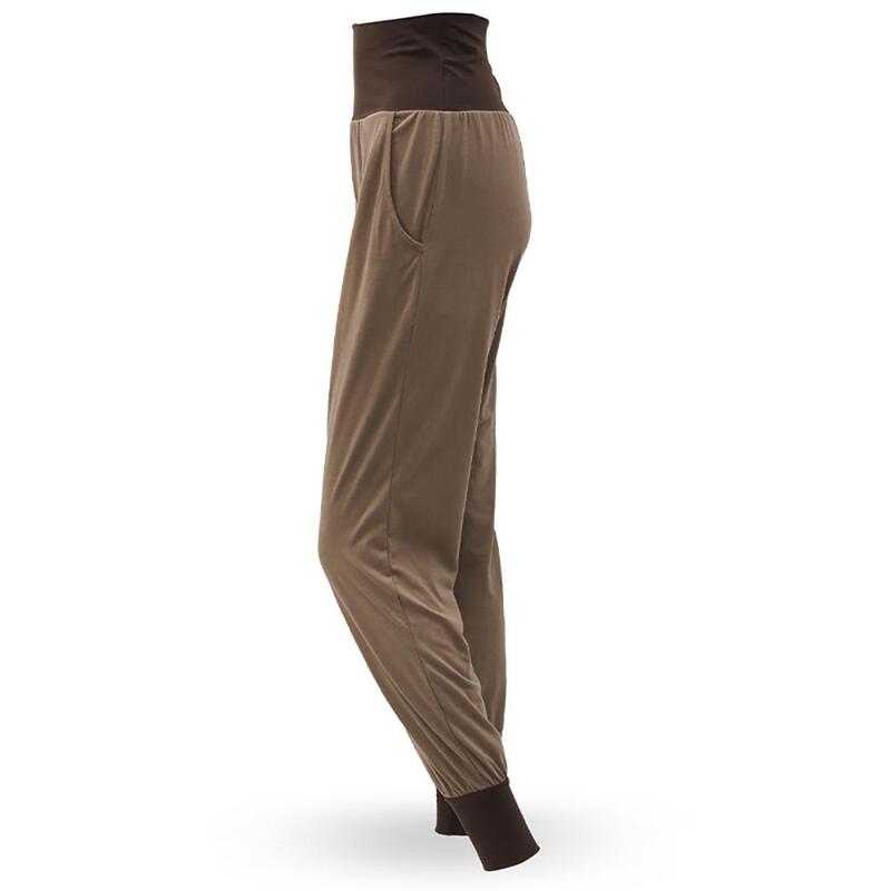 Pantalon de yoga ample pour femme - coton bio certification GOTS Marron-gris