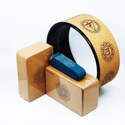 Yoga kurk accessoires pakket (beginner & yogi) - yoga wiel, 2 stenen 1 riem