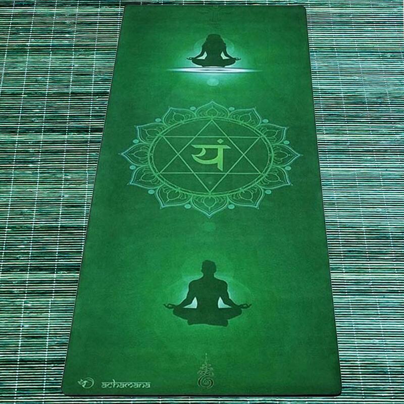 Tapis de yoga caoutchouc naturel & microfibre 5mmx68cmx1,83m - Chakra coeur +Sac