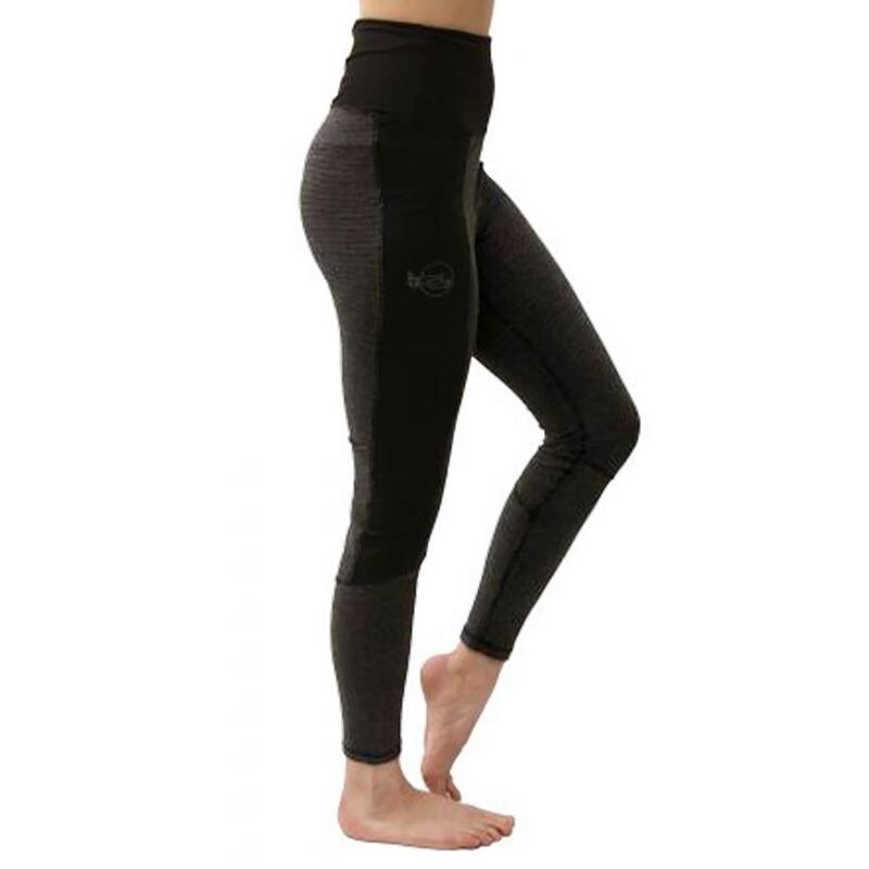 Legging yoga femme taille haute noir-gris - Coton bion certification GOTS