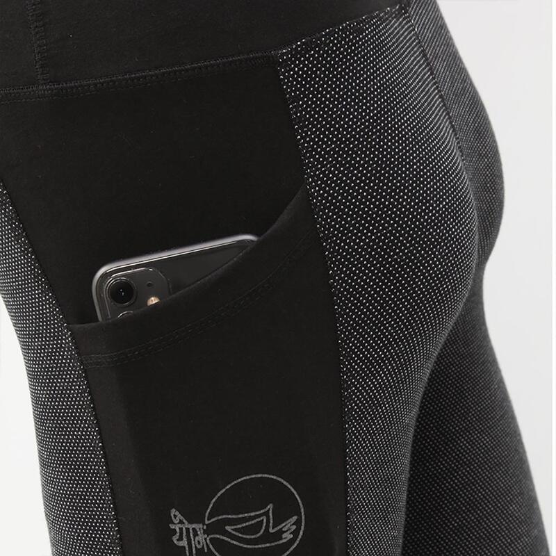 Dames legging met hoge taille zwart-grijs - GOTS gecertificeerd bion katoen