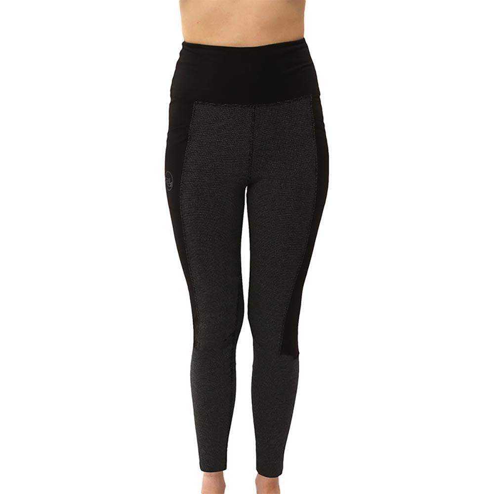 Legging yoga femme taille haute noir-gris - Coton bion certification GOTS 4/7