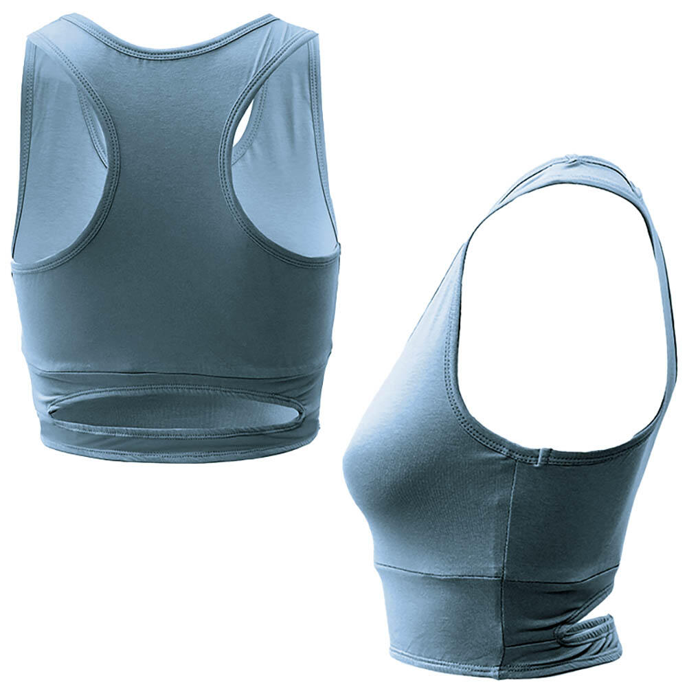 Haut débardeur de yoga éco-chic, Pilates, fitness Bio certifié GOTS – bleu-gris 2/5