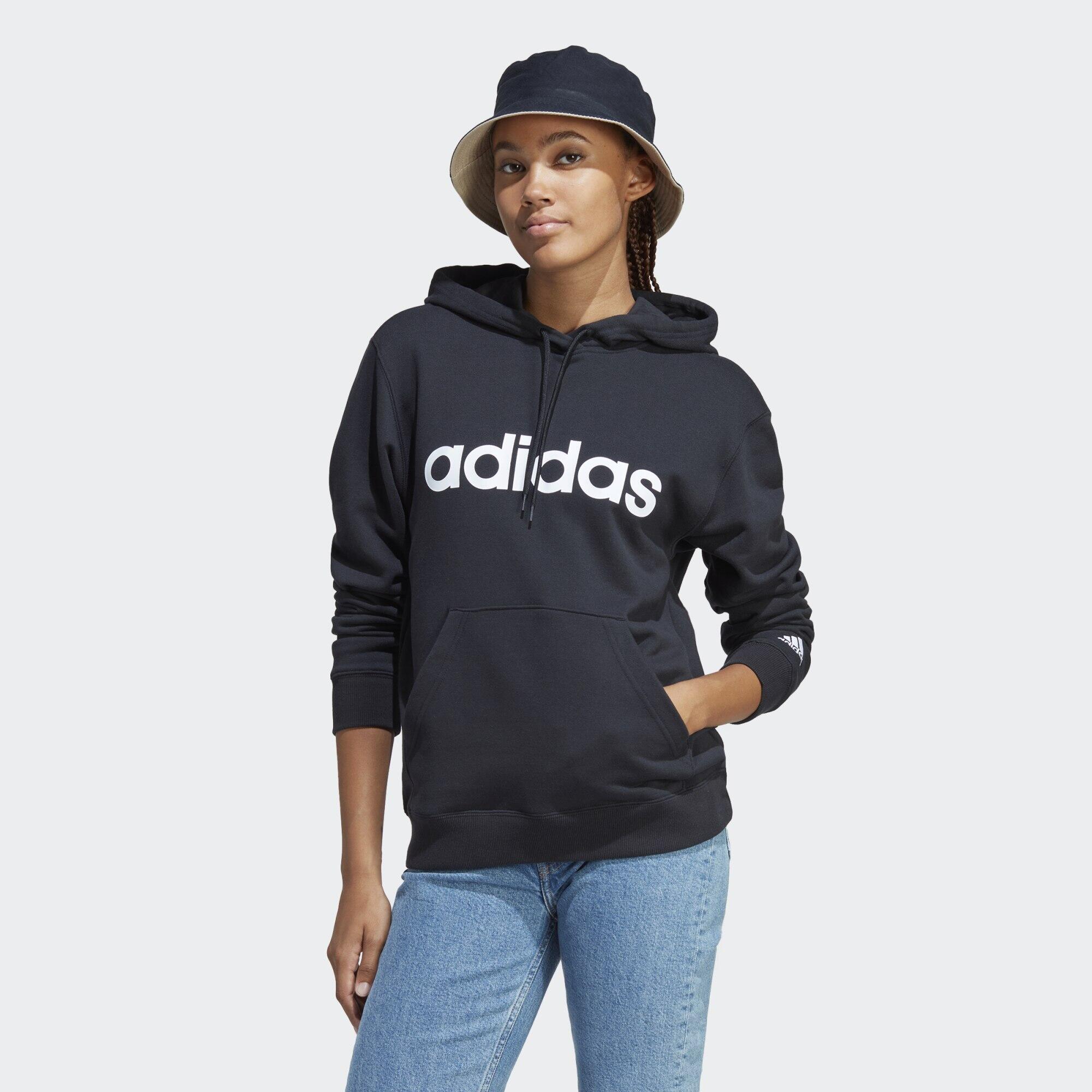 Adidas - Hoodie Essentials Linear - Sweat-shirt - Blanc|noir - 36 Xs - Decathlon