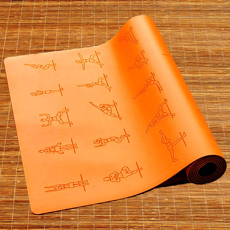 Rubber yoga mat-PU 5 mm asanas gegraveerde grip droge of natte handen +Tas