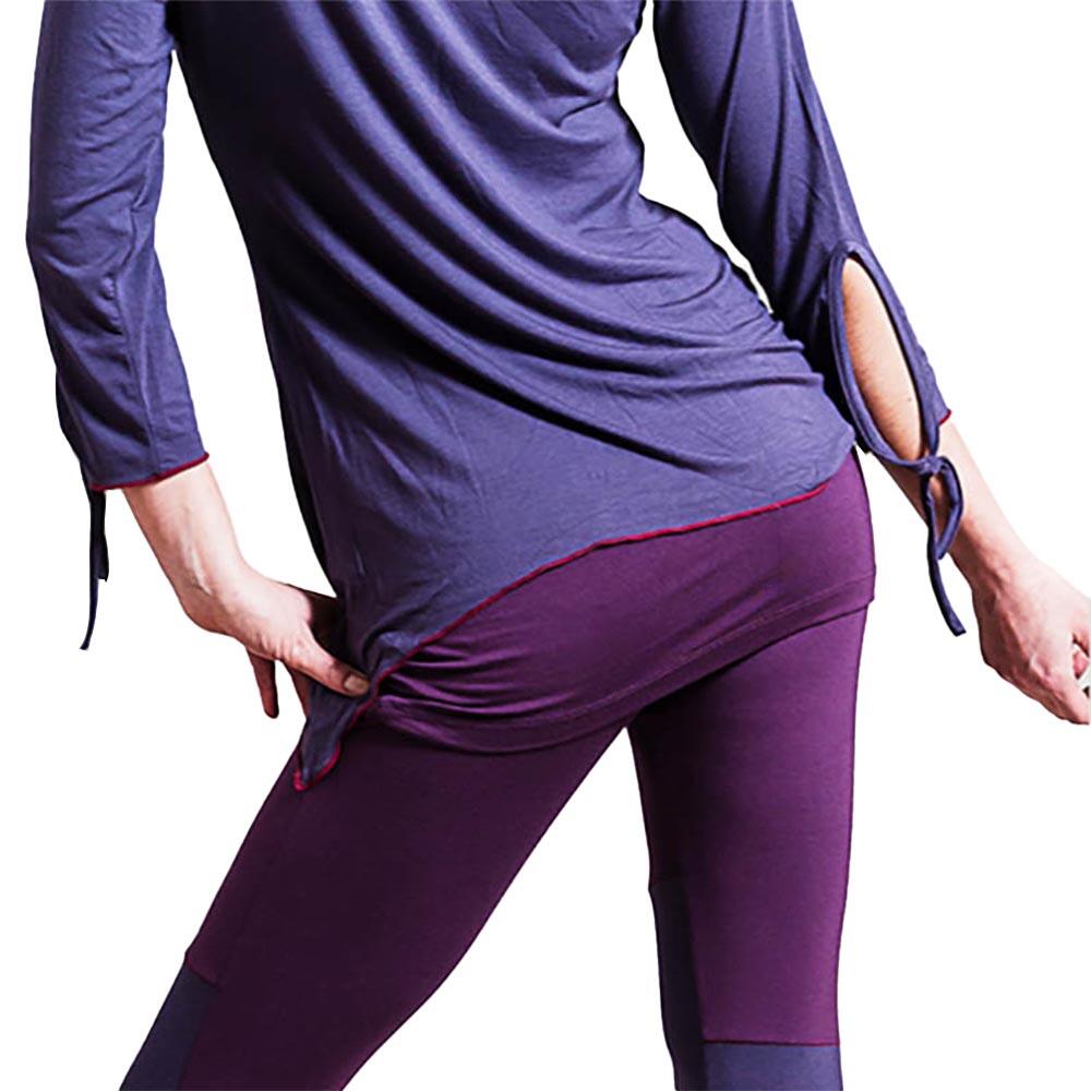 Tee shirt yoga femme Bambou coupe fluide asymétrique manches 3/4 lavande-violet 2/5