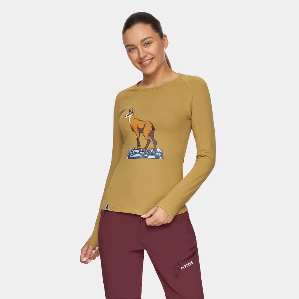 Women's Varena Long-Sleeve T-Shirt - Cotton Blend, Tatras Chamois Print