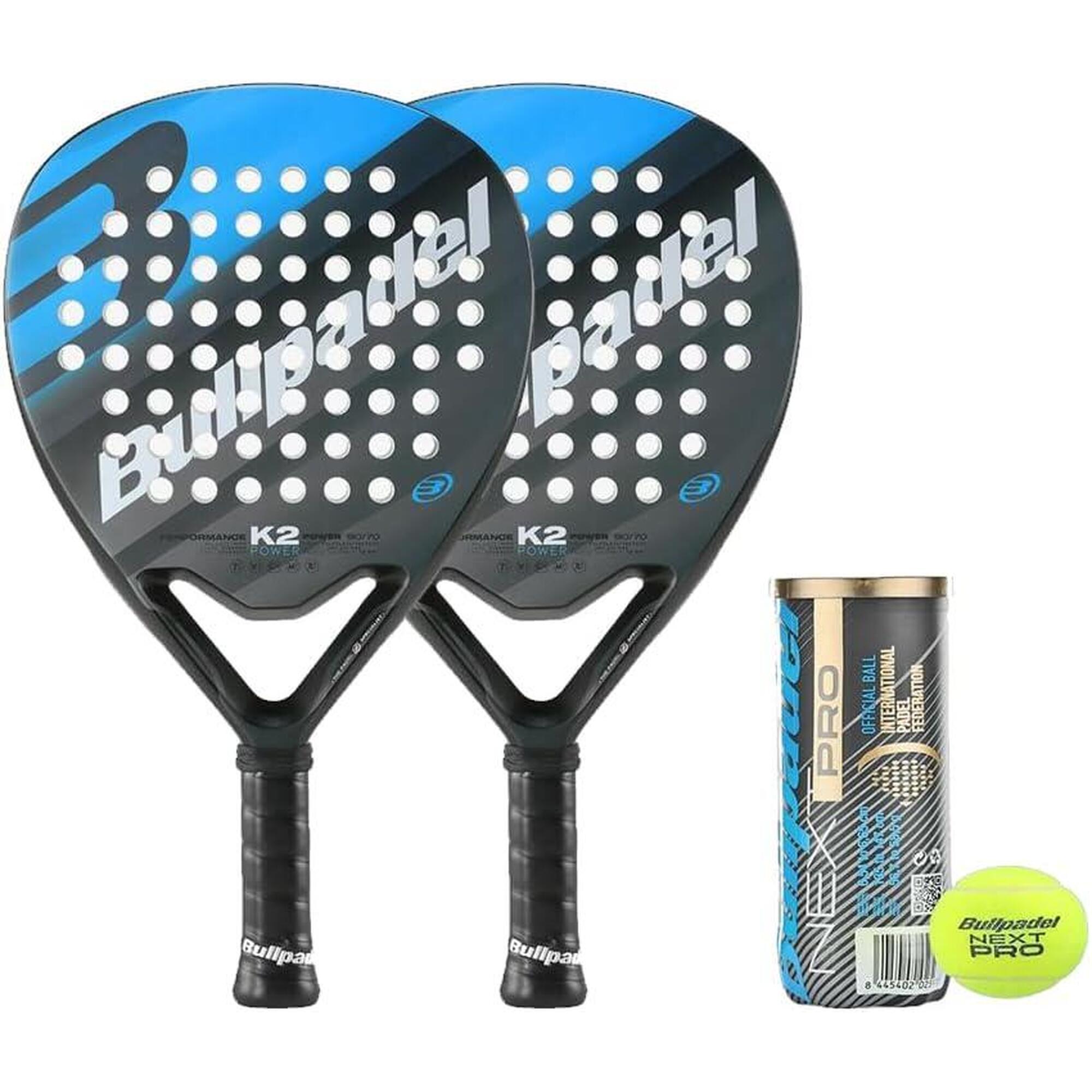 Bullpadel K2 Power Padel Racket including 3 Bullpadel Padel Balls