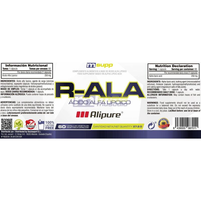 R-ALA  Alipure® - 60 Cápsulas Vegetales de MM Supplements