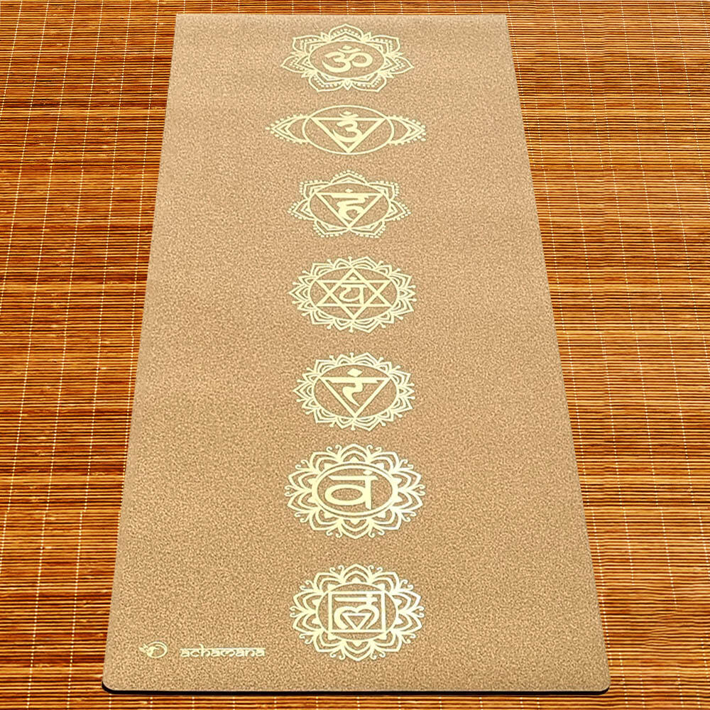 Tapete de yoga de corcho, nueva generación, 3 capas, 6mmx68cmx1,83m , 7 chakras 5/7