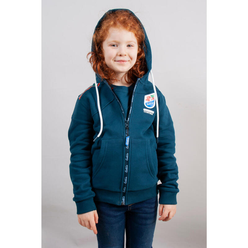 Felpa full zip da bambino con cappuccio Blue FONDAZIONE CORTINA