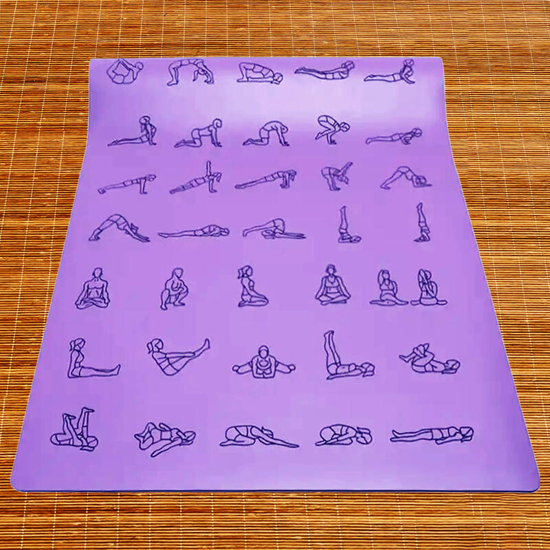 Rubberen yoga mat-PU 5mm houdingen gegraveerde - grip droge of natte handen +Tas