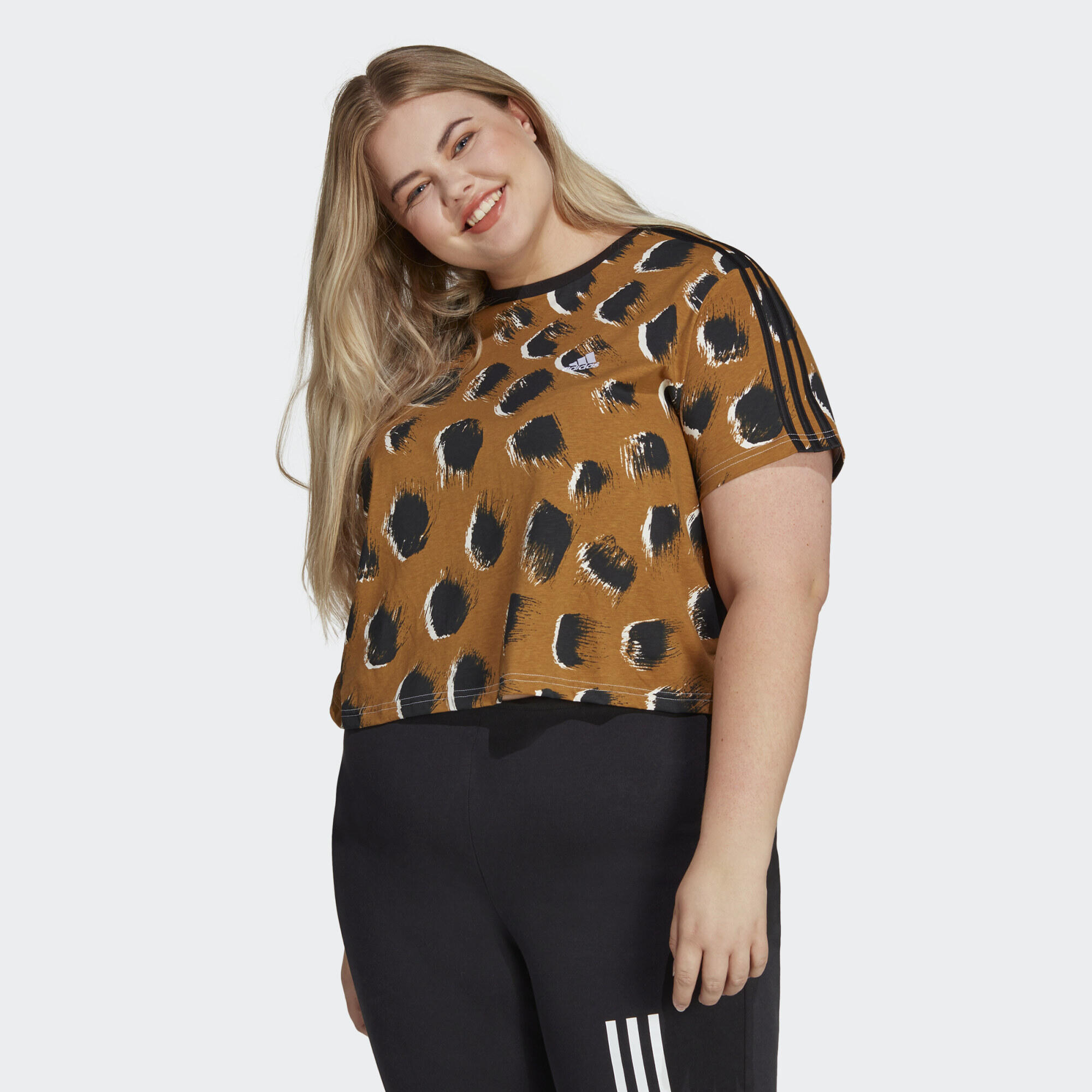 ADIDAS Essentials 3-Stripes Single Jersey Crop Top (Plus Size)