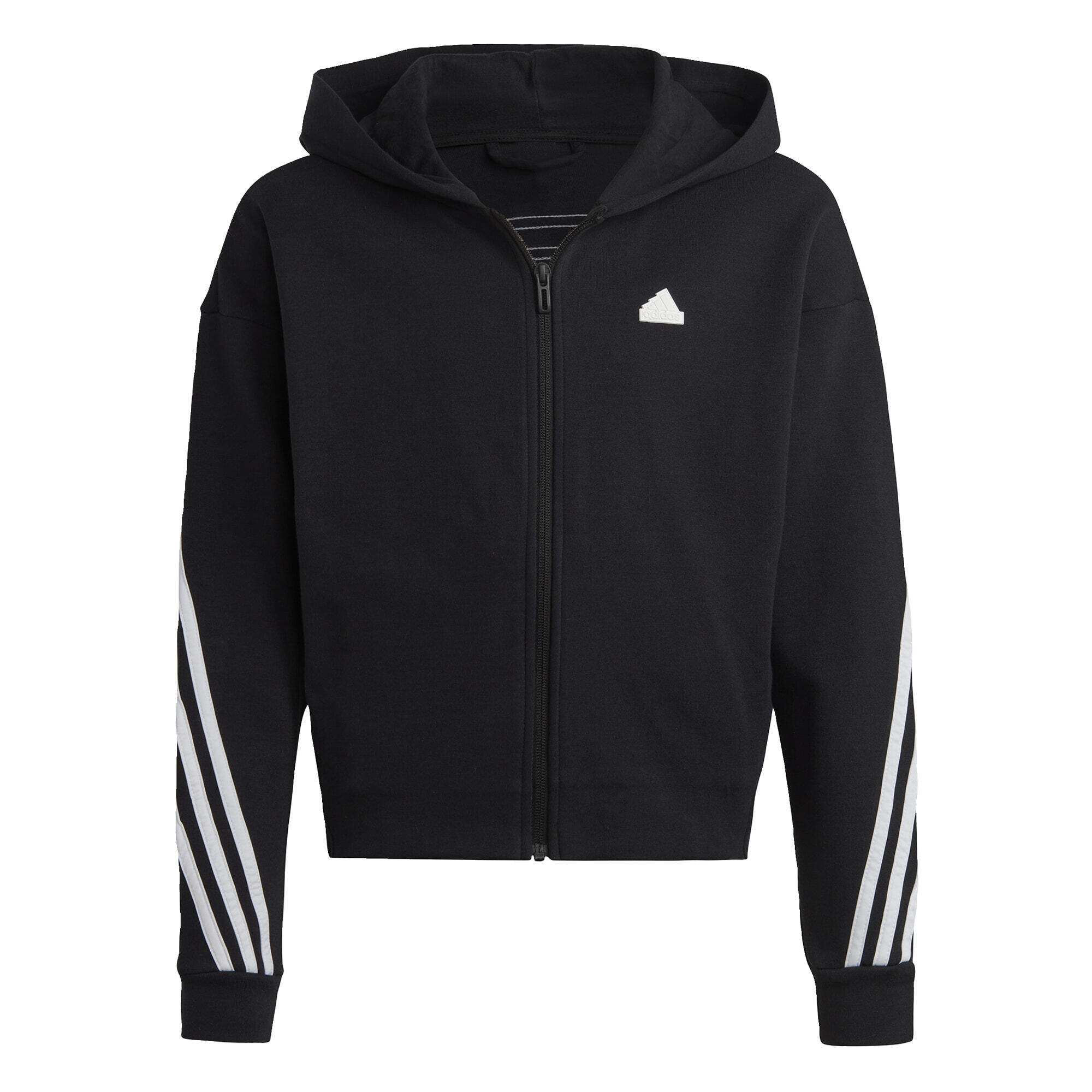 Adidas - Veste À Capuche Entièrement Zippée 3-stripes Future Icons - Pull - Blanc|noir - 7-8 Ans - Decathlon