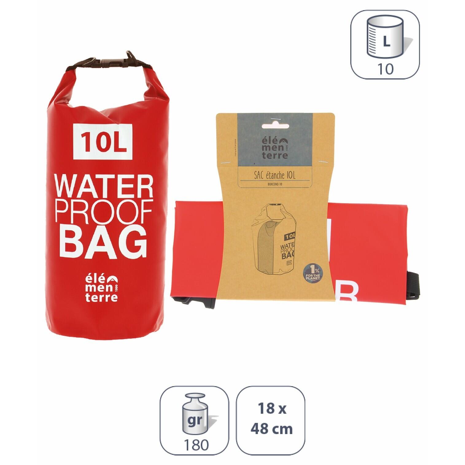 Elementerre - Sac Étanche Polochon Élémenterre Bukceno - Sac Étanche - Rouge - 10 L - Decathlon