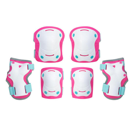 Protections Patins Genouillères Coudières Poignets Enfants OLSSON S/M rose/bleu