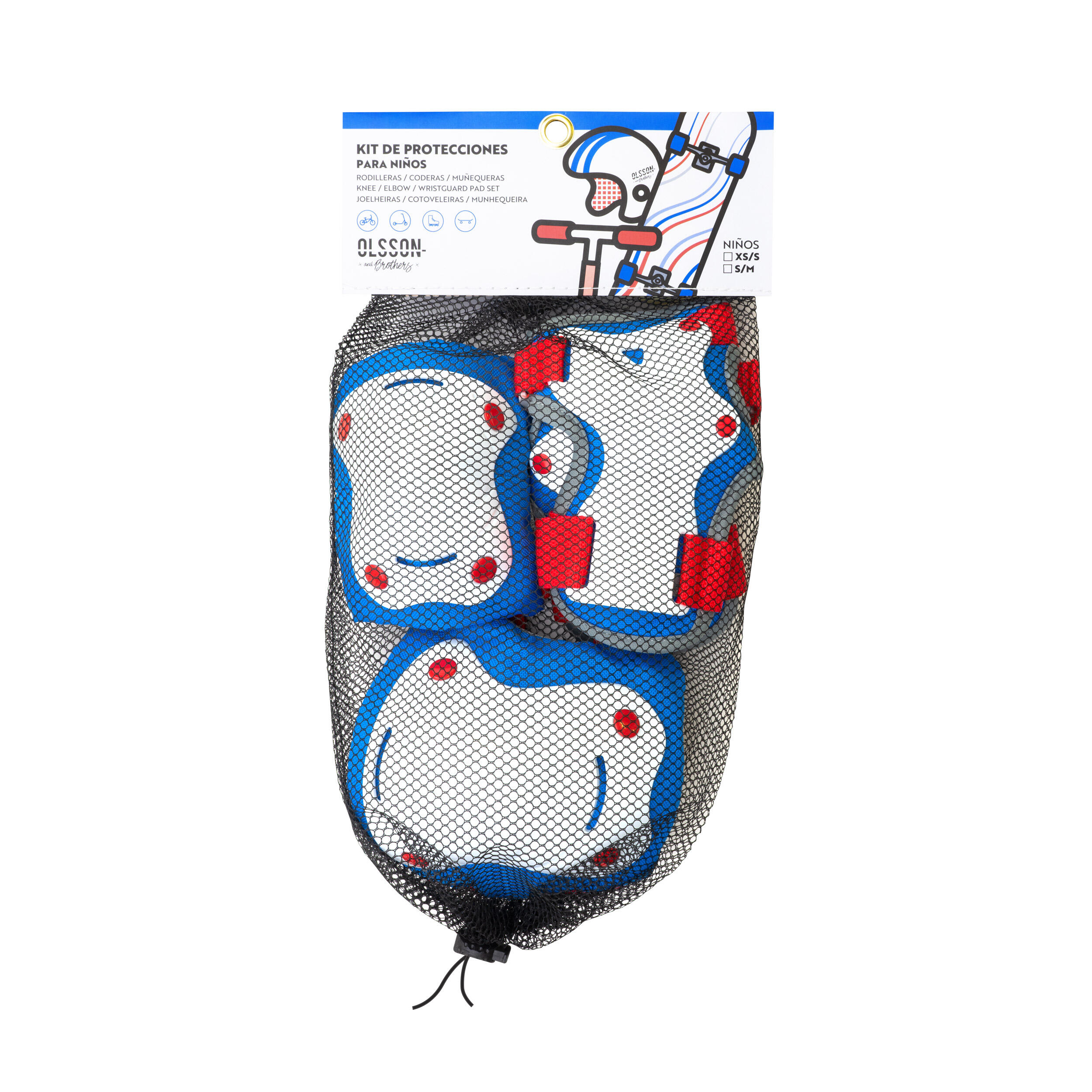 Protecciones Patines Rodilleras Coderas y Muñequeras Niños OLSSON S/M ROJO/AZUL 2/6