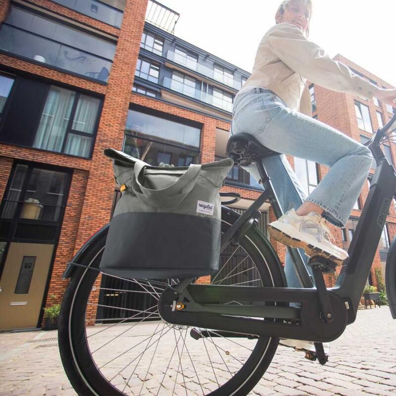 Sacoche de vélo shopper recyclé 20 litres - vert/gris