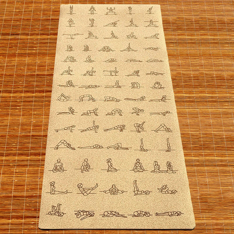 Tapis de yoga & Pilates liège 3 plis, 6mmx68cmx1,83m Postures débutant +Sac yoga