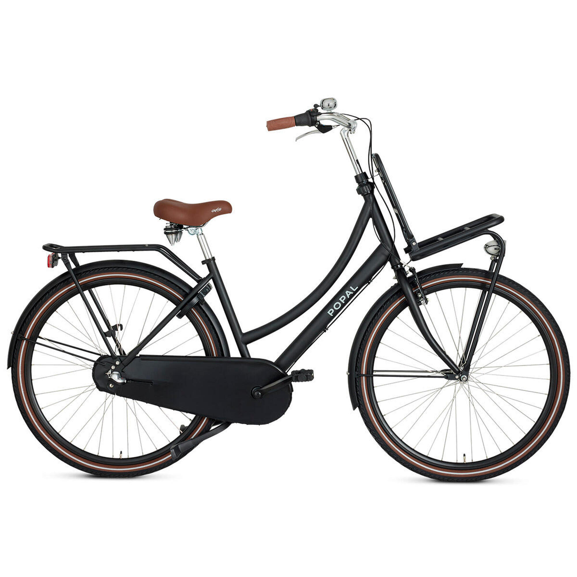 Popal - Vélo Hollandais Popal Daily Dutch Basic+ N3 - 3 Vitesses - Femme - Noir Mat - Vélo Ville - Gris|marron|noir - 59 Cm - Decathlon