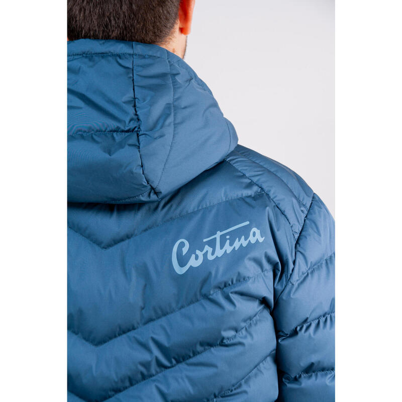 Giacca invernale da uomo, Blu, imbottita con cappuccio, Fondazione Cortina