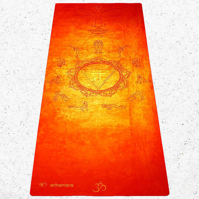 Tapis de yoga de voyage pliable 1,2mmx68cmx1,83m + sangle - Salutation au Soleil