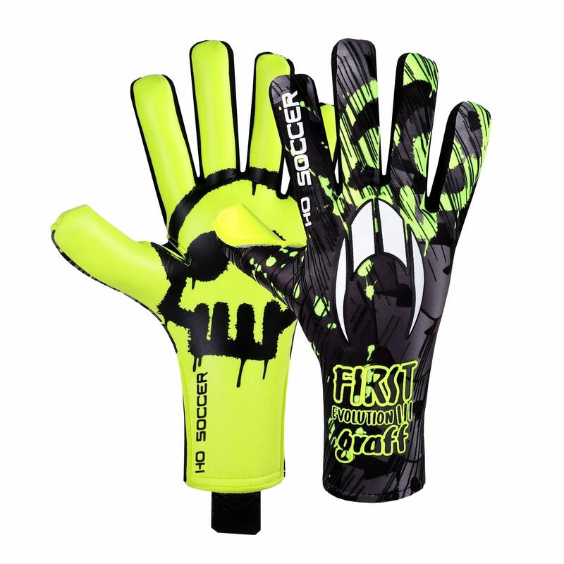 Guanti da portiere Ho Soccer First Evolution III Graffiti Creepy Lime per adulti