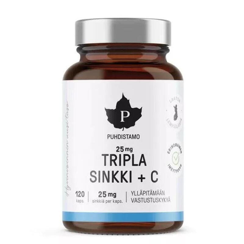 Tripla Cink + C-vitamin 25mg, 120 kapszula