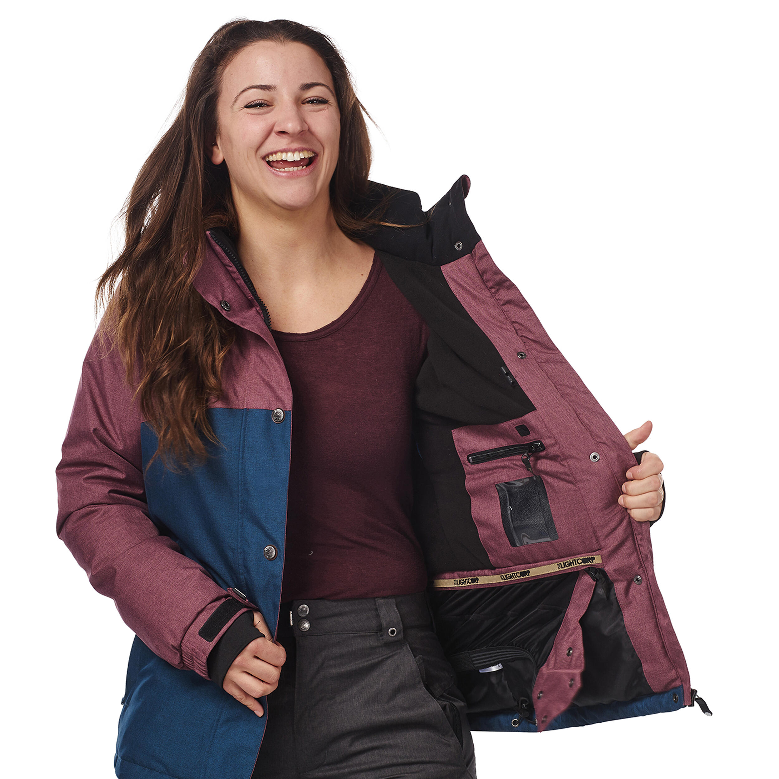 Ski-/Snowboardjacke Damen - LUNA dunkelblau burgundy 3/5