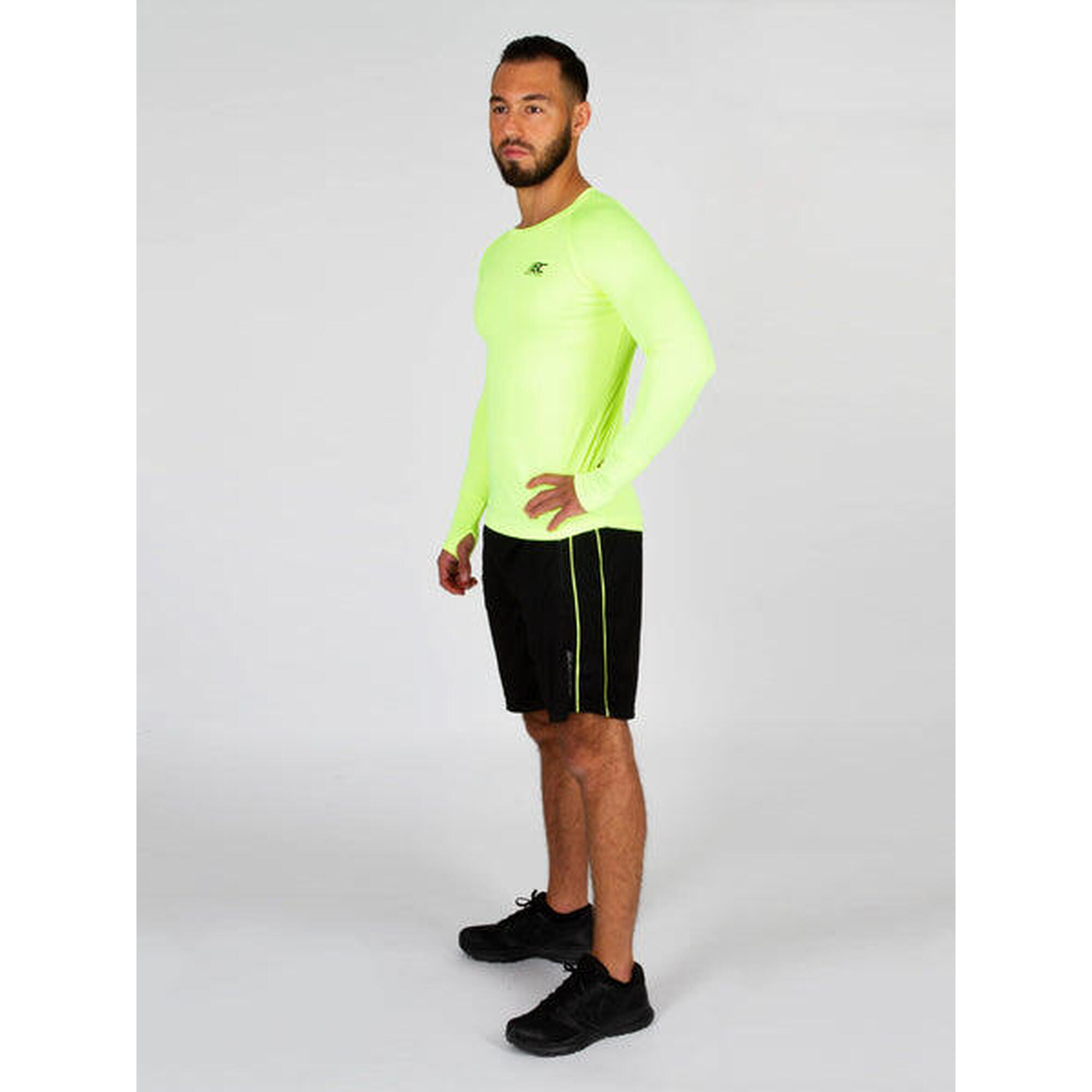 T shirt de running manches longues Olin Jaune fluo Homme