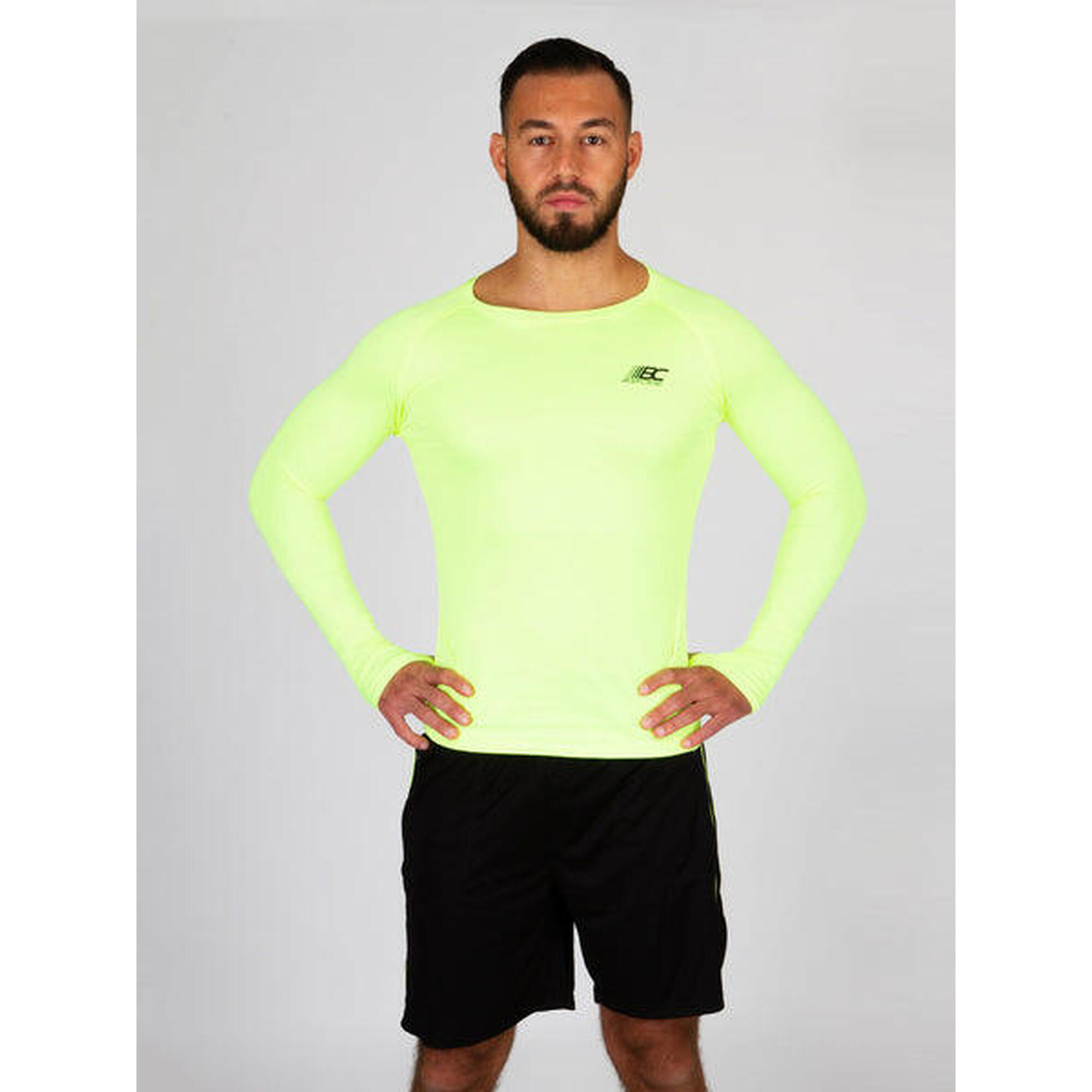 T shirt de running manches longues Olin Jaune fluo Homme