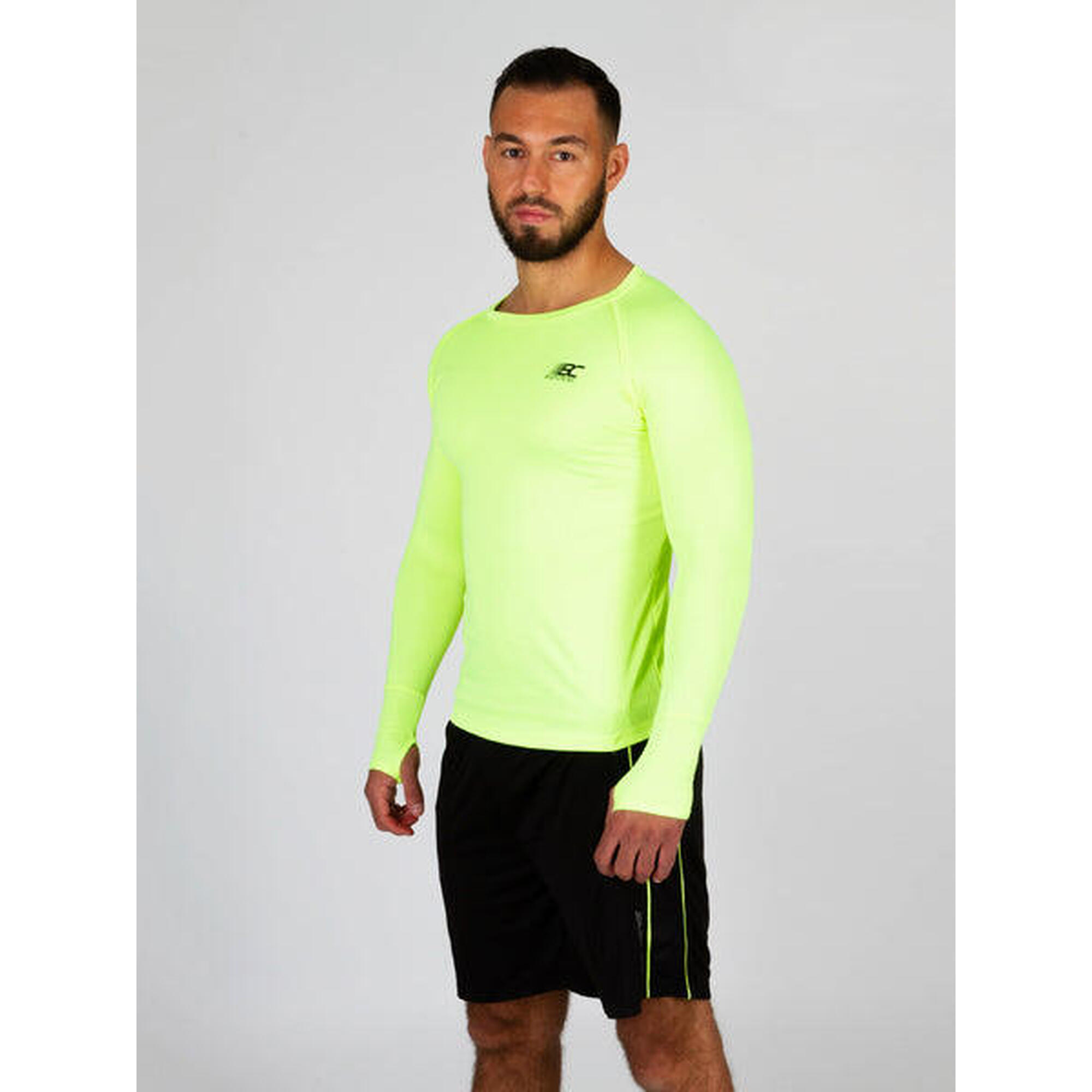 T shirt de running manches longues Olin Jaune fluo Homme