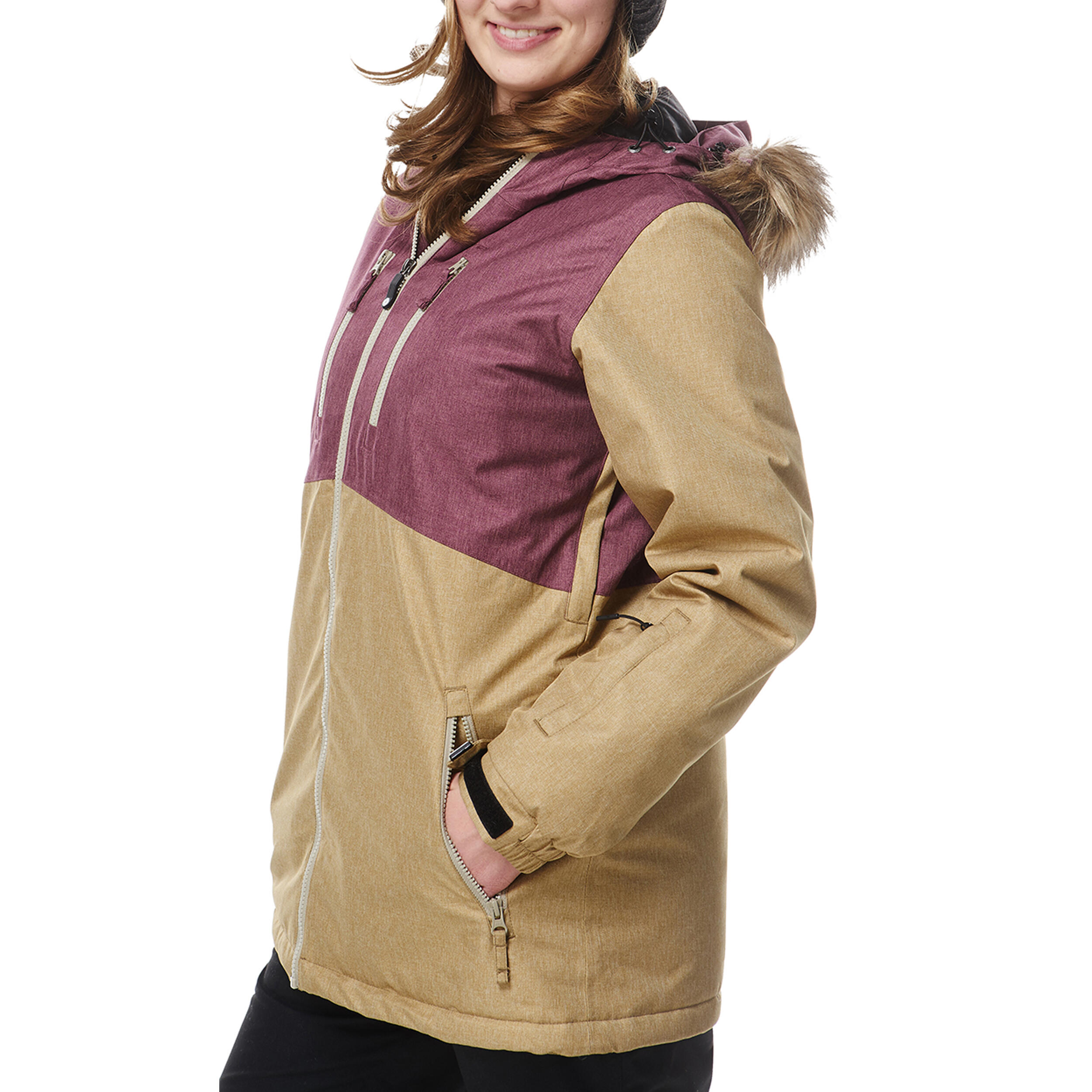 Ski-/Snowboardjacke Damen - FLOW burgundy cummin 3/5