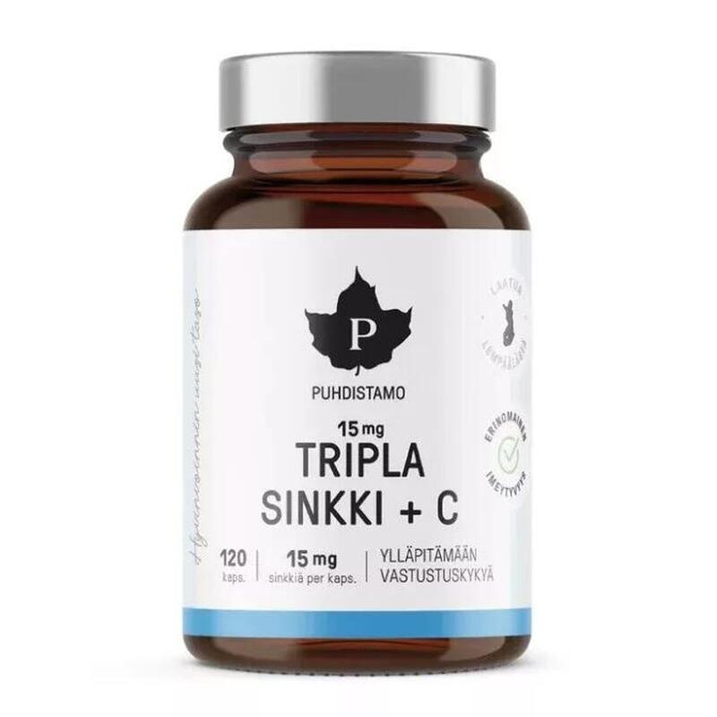 Tripla Cink + C-vitamin 15mg, 120 kapszula