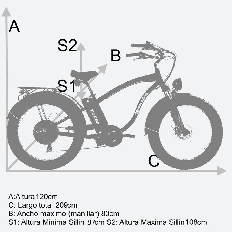 Vélo urbain électrique Monster 26LTD Noir par Tucano Bikes 5/5