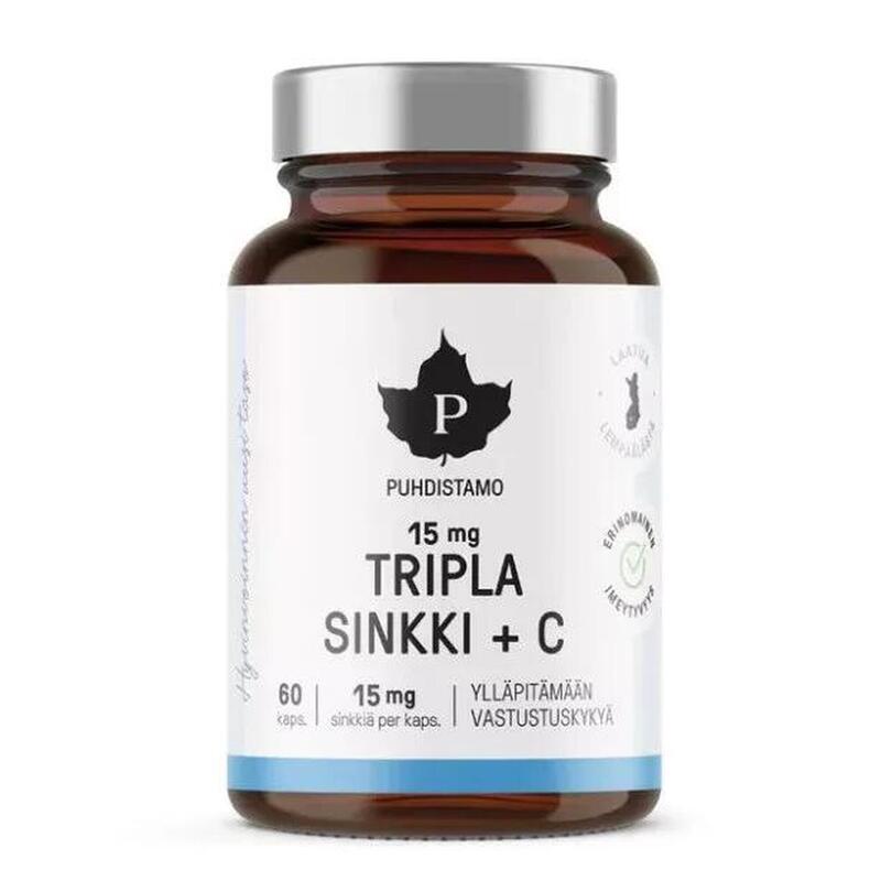Tripla Cink + C-vitamin 15mg, 60 kapszula