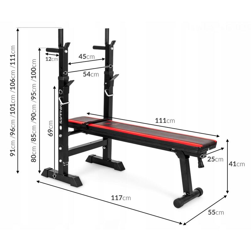 Ławka pod sztangę Sapphire XG-025 ze stojakami