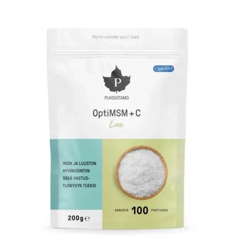 Ízületvédő OptiMSM + C-vitamin lime ízű szerves kén italpor, 200g